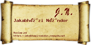 Jakabházi Nándor névjegykártya